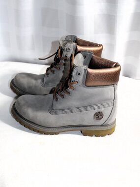 Timberland 6 Inch Waterbuck Gray & Copper Waterproof Boots, Women's Size 7M